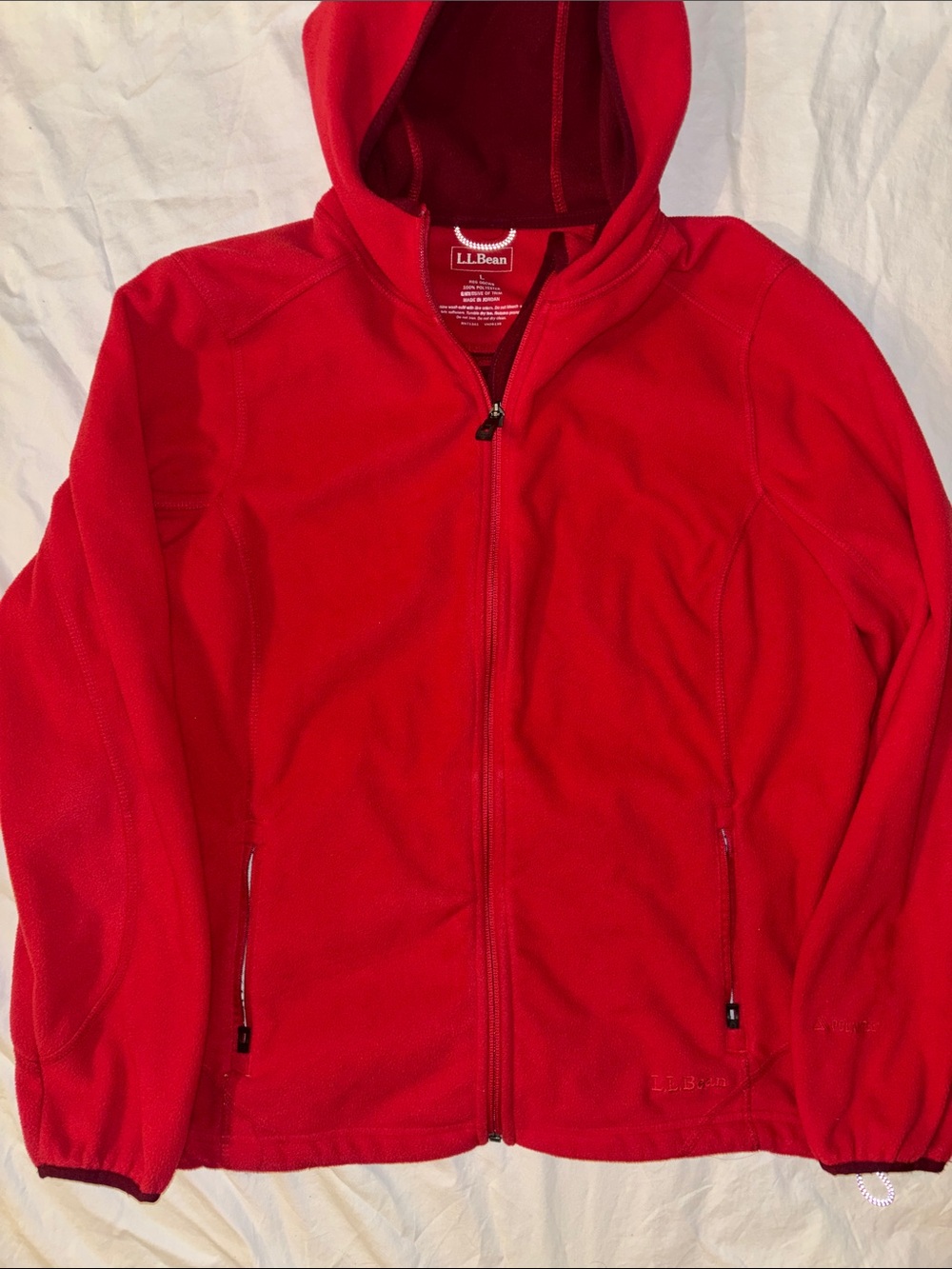 L.L. Bean Vibrant Red Women's Full-Zip Hooded Fleece Jacket - Large